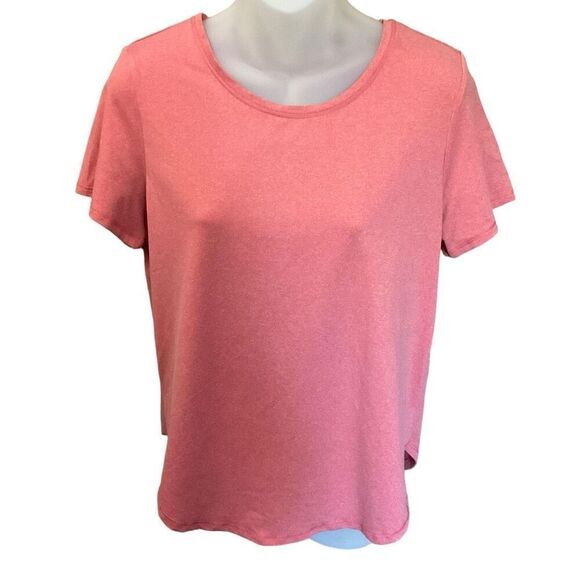 All In Motion Tee Shirt Round Neck Curved Hem Dark Pink Short Sleeves Medium - Picture 1 of 11